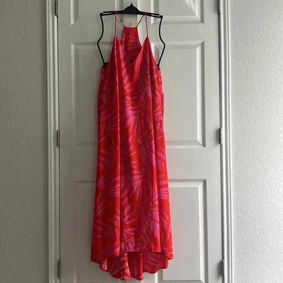 TYCHE HAWAIIAN PINK & PRINTED RED DRESS - Picture 1 of 4